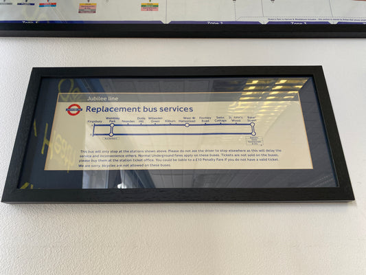London Transport Jubilee Line Replacement Bus Services info (Framed)