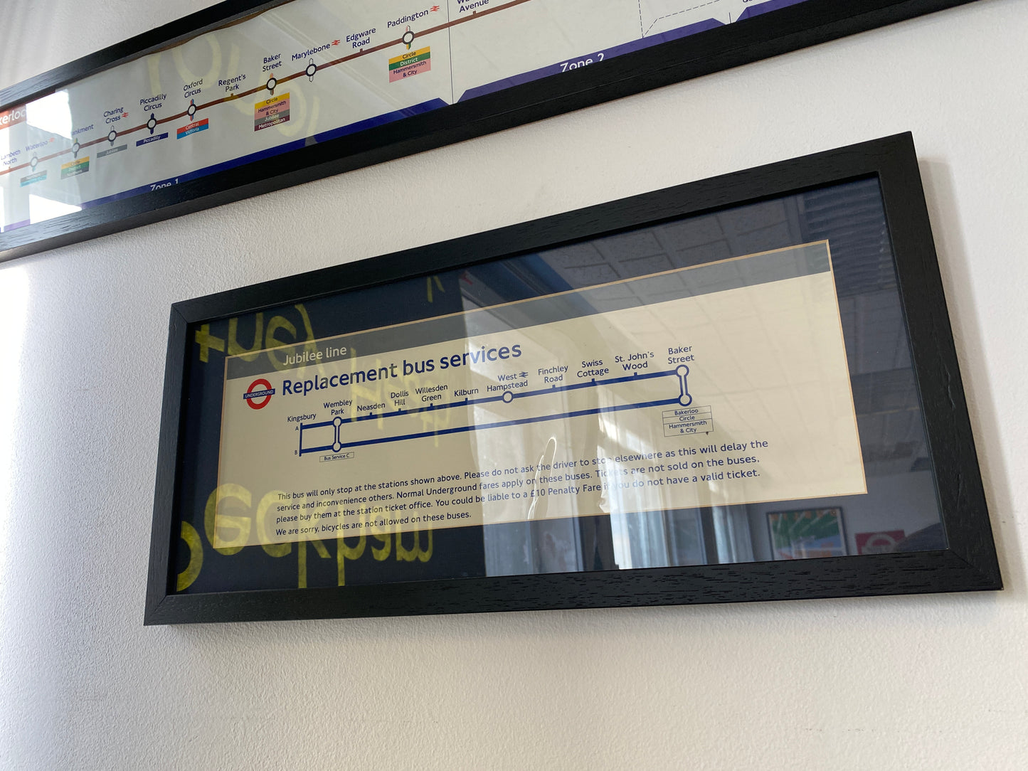 London Transport Jubilee Line Replacement Bus Services info (Framed)